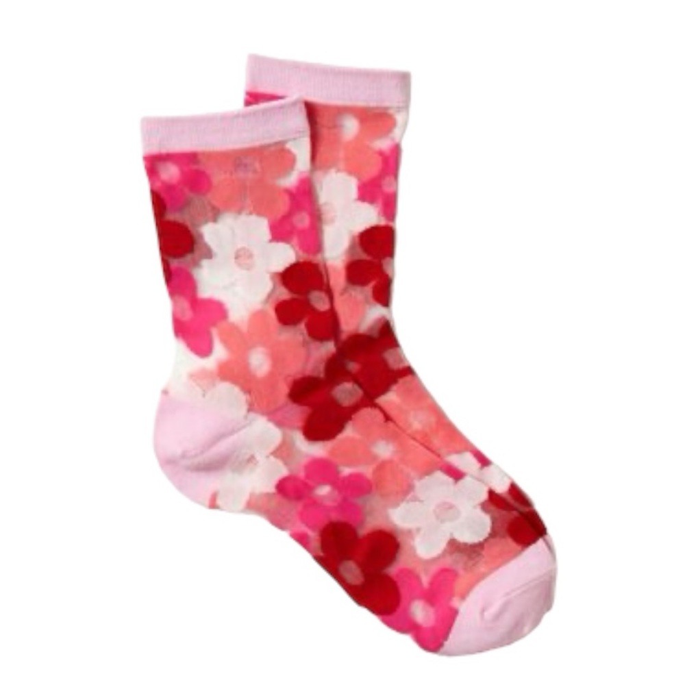 Forever 21 Sheer Floral Crew Socks